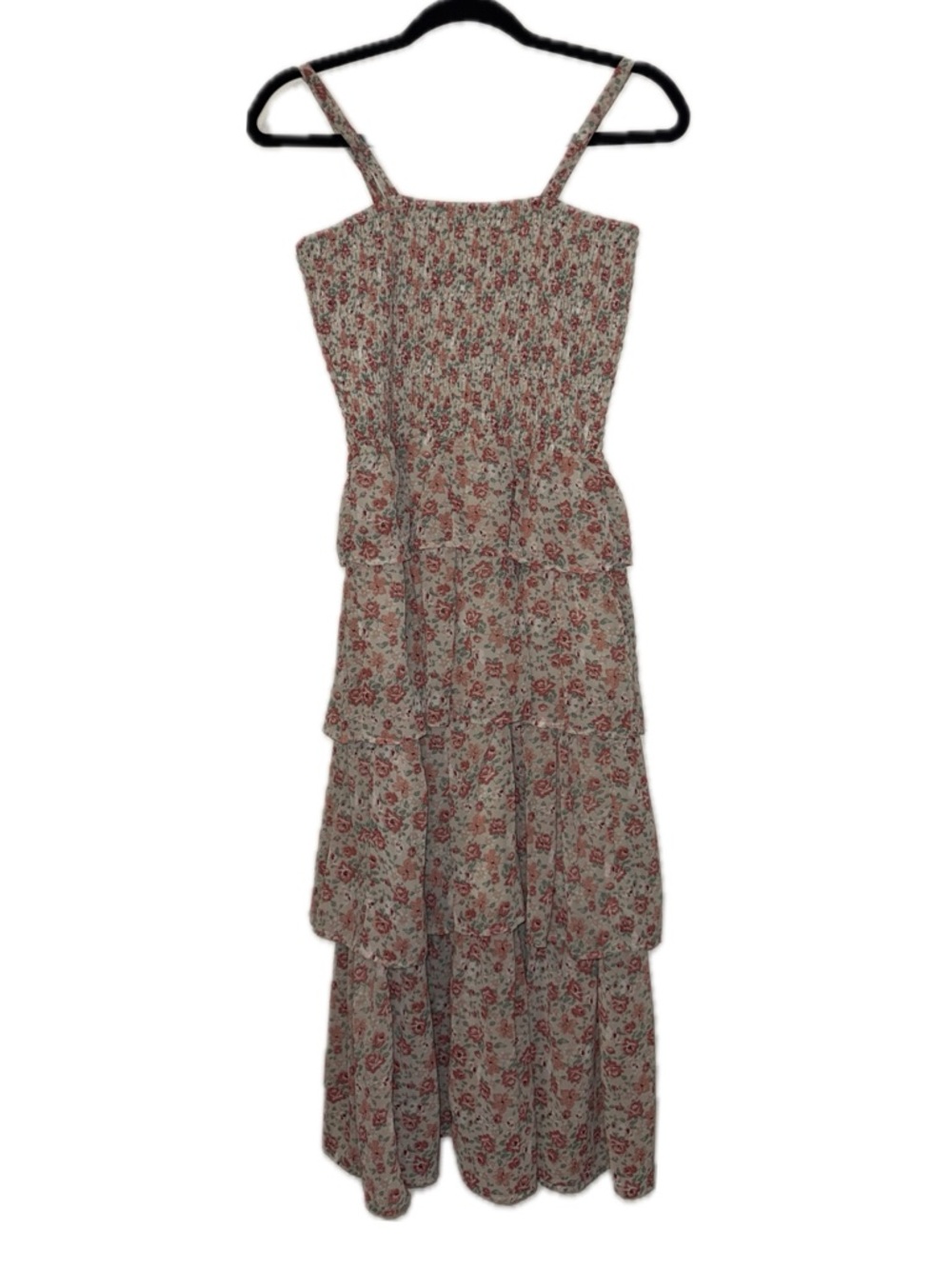 Floral Pink/Red Tiered Maxi Dress